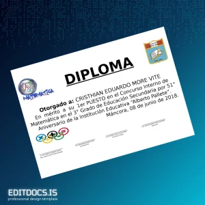 Editable Peru Alberto Pallete Institution Diploma Page Preview - EditDocs