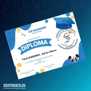 Editable Peru CEP Salesiano Diploma Certificate Page Preview - EditDocs
