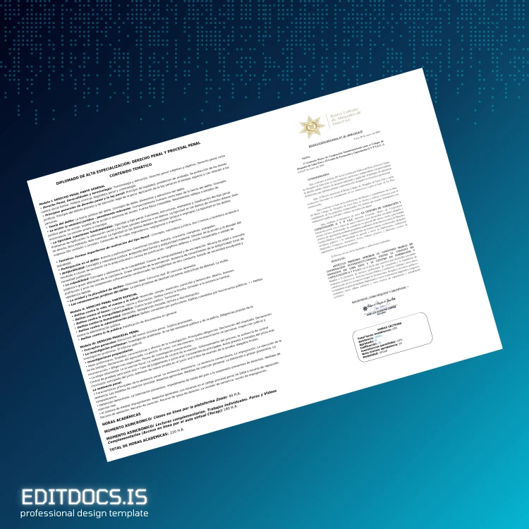 Editable Peru CFOCAP Diploma of High Specialization in Criminal Law and Procedural Law page 2 Page Preview - EditDocs