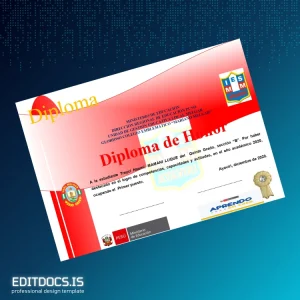 Editable Peru Colegio Emblemático Mariano Melgar Honor Diploma Template Page Preview - EditDocs