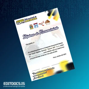 Editable Peru Diploma of Recognition in Swimming 2019 Template Page Preview - EditDocs