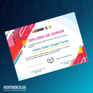 Editable Peru Educational Institution 14870 _Carmen Estrada Panta_ Honor Diploma Template Page Preview - EditDocs