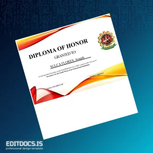 Editable Peru Educational Institution Honor Diploma in Secondary Page Preview - EditDocs