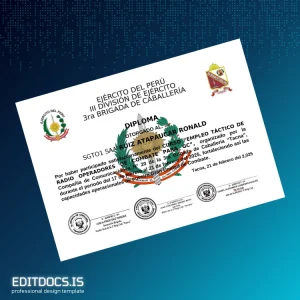 Editable Peru Ejército del Perú Diploma Template Page Preview - EditDocs