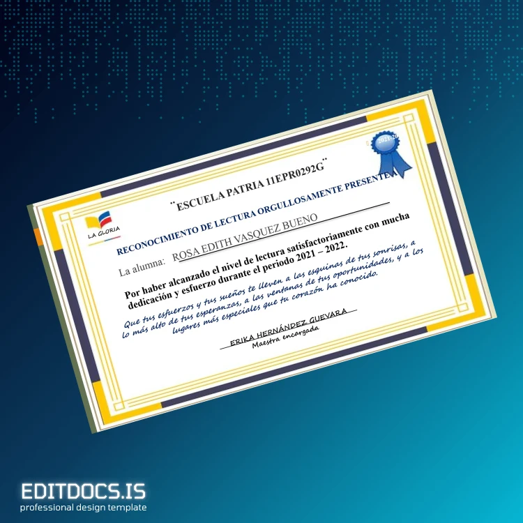 Editable Peru Escuela Patria Academic Achievement Recognition Certificate page 2 Page Preview - EditDocs