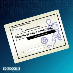 Editable Peru Federation of Football Best Athlete Award Diploma Page Preview - EditDocs
