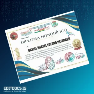 Editable Peru Federation of Teachers and Rural Education of Madre de Dios Honorary Diploma Page Preview - EditDocs