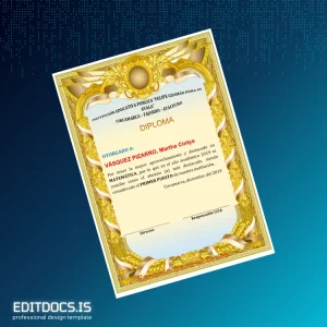 Editable Peru Felipe Guaman Poma de Ayala High School Diploma Page Preview - EditDocs