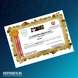 Editable Peru Huaraz Institute Diploma of Honor Page Preview - EditDocs