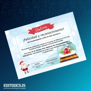 Editable Peru I.E. San Cristobal de Chupán Recognition Diploma Template Page Preview - EditDocs