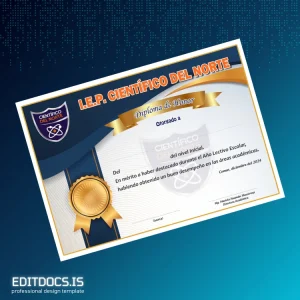 Editable Peru I.E.P. Científico del Norte Honor Diploma Template Page Preview - EditDocs