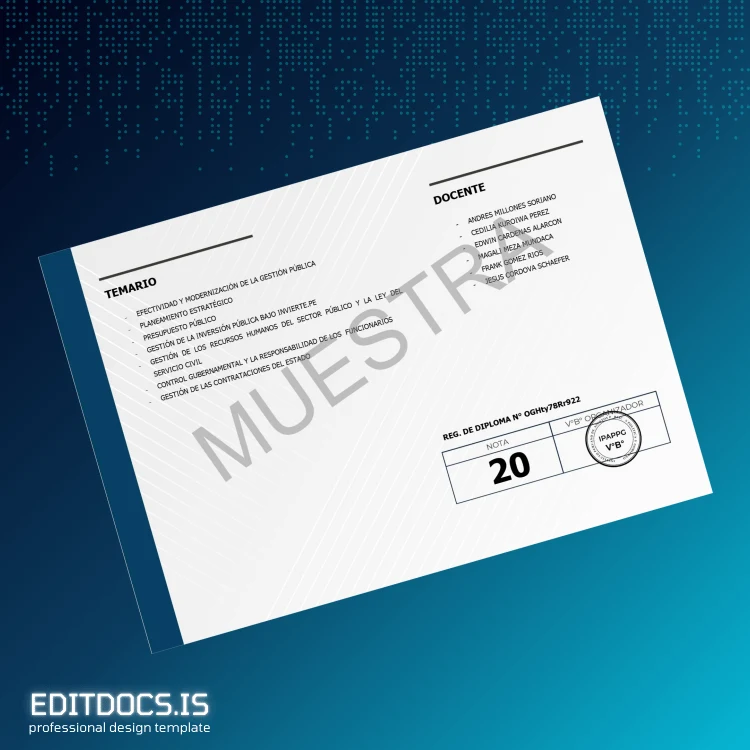 Editable Peru Institute of Public Affairs, Politics, and Government Diploma in High Specialization in Public Administration and Management Template page 2 Page Preview - EditDocs