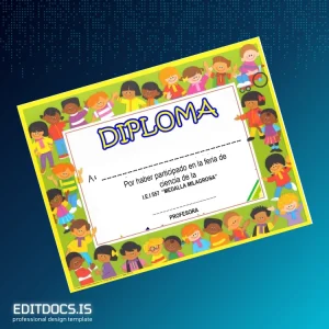 Editable Peru Institution Educativa Inicial 557 Medalla Milagrosa Diploma of Participation Page Preview - EditDocs