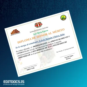 Editable Peru José María Eguren Honor Diploma Template Page Preview - EditDocs