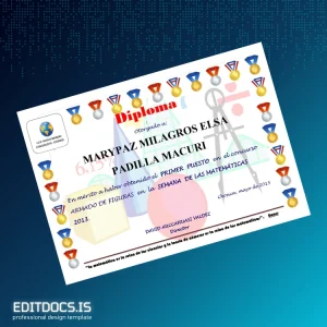 Editable Peru Liceo Nuevo Mundo Diploma in Mathematics Template Page Preview - EditDocs