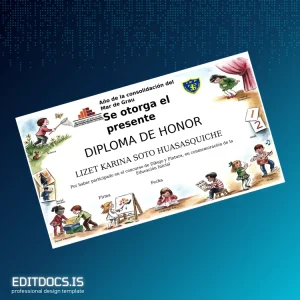 Editable Peru Ministry of Education Honor Diploma Template Page Preview - EditDocs