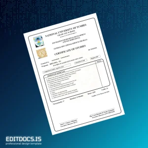 Editable Peru National University of Tumbes Diploma in Teaching in Alternative Basic Education Template Page Preview - EditDocs