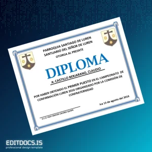 Editable Peru Parroquia Santiago de Luren Diploma Template Page Preview - EditDocs