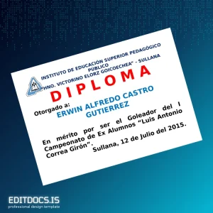 Editable Peru Sullana Diploma Template Page Preview - EditDocs