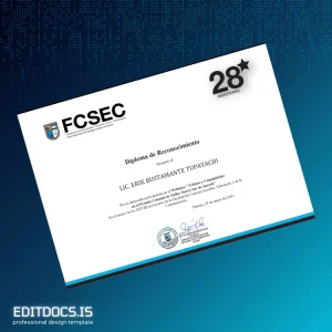 Editable Peru Universidad Nacional Santiago Antúnez de Mayolo Diploma of Recognition Page Preview - EditDocs