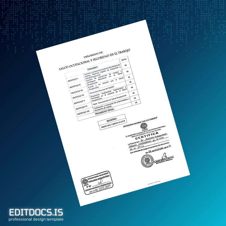 Editable Peru Universidad Nacional _San Luis Gonzaga_ Diploma in Occupational Health and Safety page 2 Page Preview - EditDocs