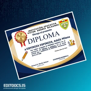 Editable Peru Victor Andrés Belaúnde Educational Institution Diploma Page Preview - EditDocs