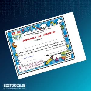 Editable Peru Virgen de Lourdes School Diploma for Merit Page Preview - EditDocs
