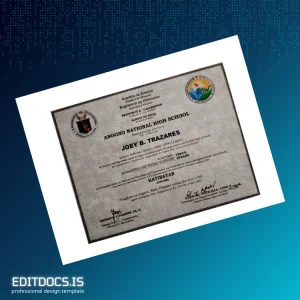 Editable Philippines Angono National High School High School Diploma Template Page Preview - EditDocs