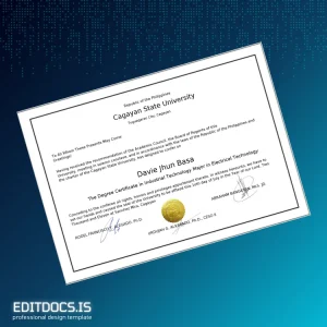 Editable Philippines Cagayan State University Degree Certificate in Industrial Technology Major in Electrical Technology Page Preview - EditDocs