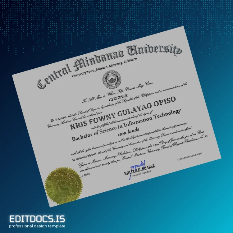 Editable Philippines Central Mindanao University Bachelor of Science in Information Technology Template Page Preview - EditDocs