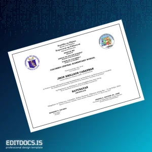 Editable Philippines Columbio Central Elementary School Elementary Completion Certificate Page Preview - EditDocs