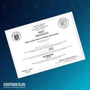 Editable Philippines Doña Jauana Chioco National High School High School Diploma Template Page Preview - EditDocs