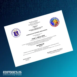 Editable Philippines Guinicolalay National High School High School Diploma Page Preview - EditDocs
