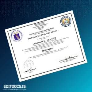Editable Philippines Labrador National High School High School Diploma Page Preview - EditDocs