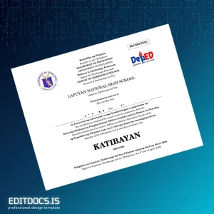 Editable Philippines Lapuyan National High School High School Diploma Page Preview - EditDocs