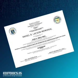 Editable Philippines Rafael B. Lacson Memorial High School Senior High School Diploma in Information and Communications Technology Page Preview - EditDocs