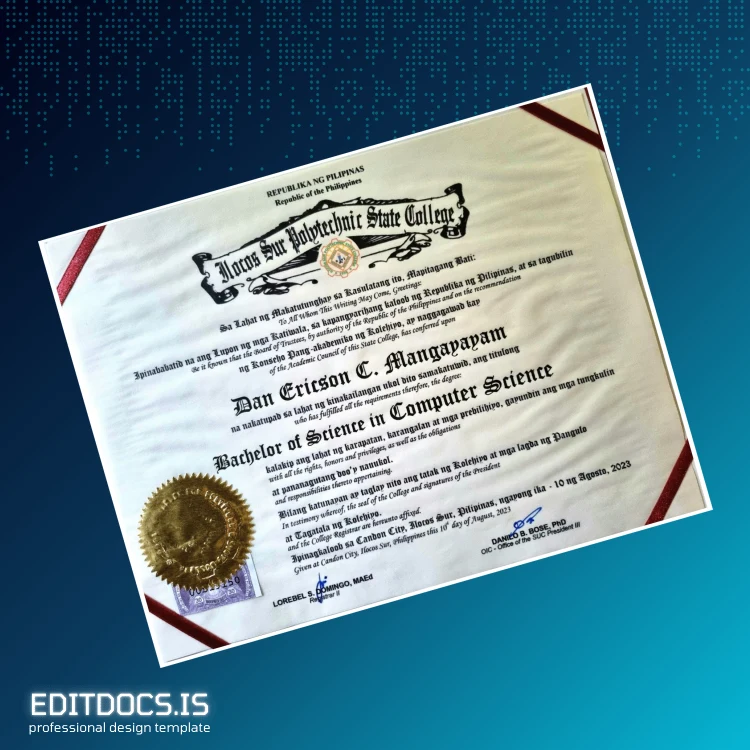 Editable Philippines Sto. Tomas National High School Bachelor of Science in Computer Science Template Page Preview - EditDocs