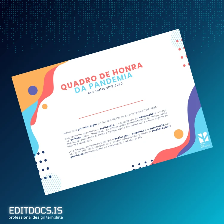 Editable Portugal Diploma of Resilience 2019_2020 Template Page Preview - EditDocs