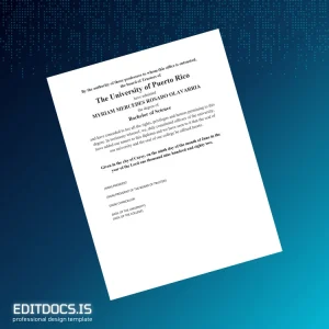 Editable Puerto Rico University of Puerto Rico Bachelor of Science Template Page Preview - EditDocs
