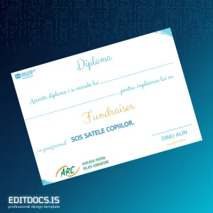 Editable Romania ARC Association Fundraiser Diploma Template Page Preview - EditDocs