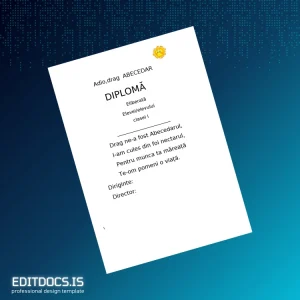 Editable Romania Abecedar Class I Diploma Template Page Preview - EditDocs