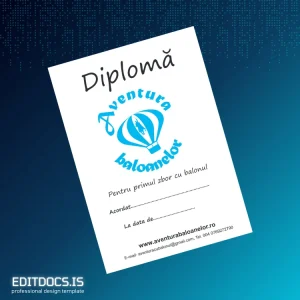 Editable Romania Aventura Balonelor Simple Diploma Template Page Preview - EditDocs