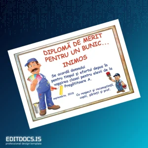 Editable Romania Diploma of Merit Template Page Preview - EditDocs