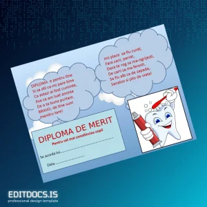 Editable Romania Diploma of Merit for the Most Conscientious Child Template Page Preview - EditDocs