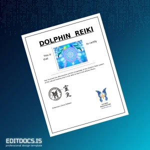 Editable Romania Dolphin Reiki Diploma Template Page Preview - EditDocs