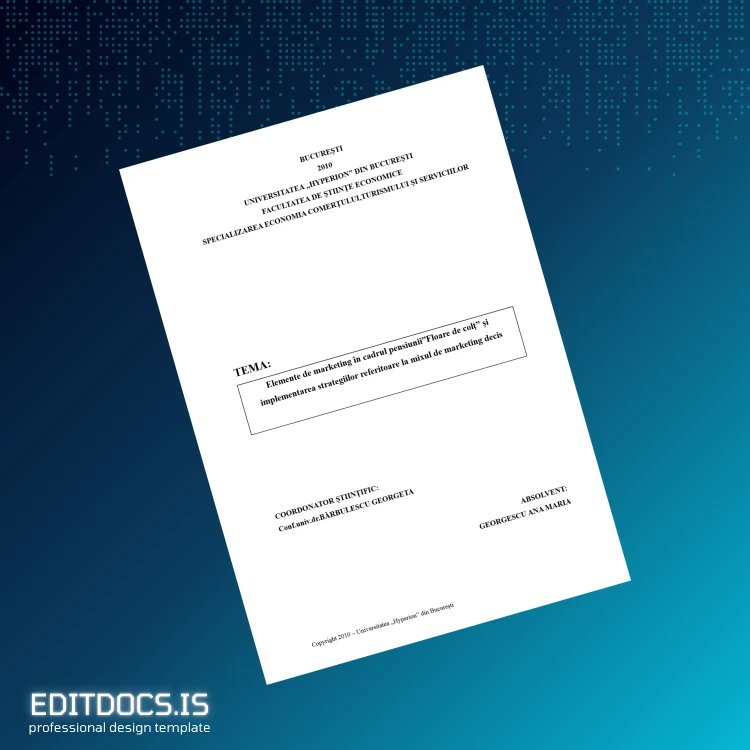 Editable Romania Hyperion University Bachelor of Science in Marketing Strategies Template page 2 Page Preview - EditDocs