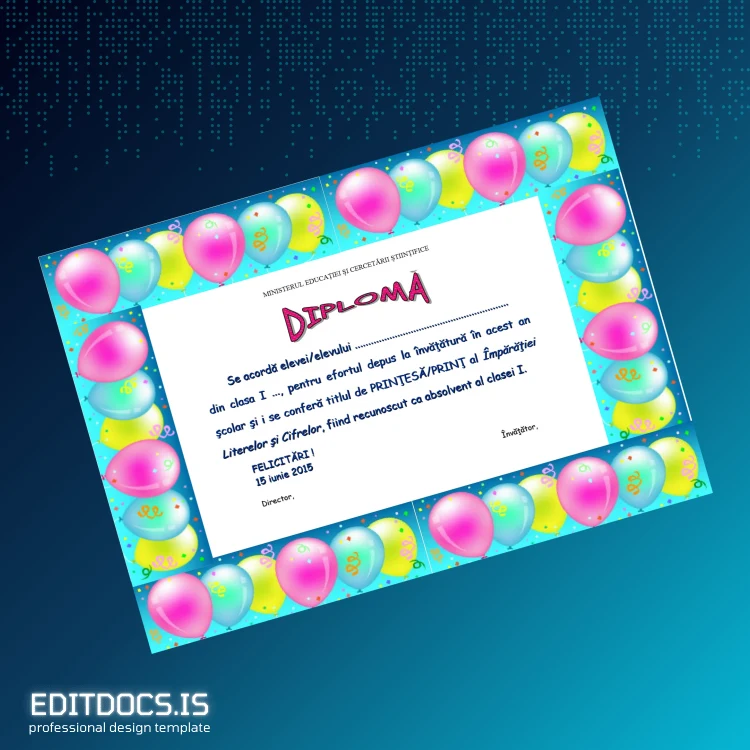 Editable Romania Ministry of Education Abecedar Diploma Certificate Page Preview - EditDocs