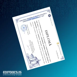 Editable Romania Ministry of Education Diploma Certificate Page Preview - EditDocs