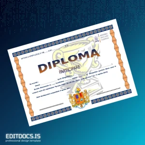 Editable Romania School Diploma Participation Template Page Preview - EditDocs