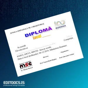 Editable Romania School Diploma in Chess Competition Page Preview - EditDocs
